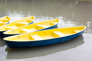 Colorful Plastic boat in the river