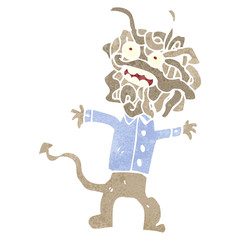retro cartoon spaghetti head monster