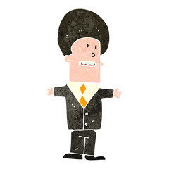 retro cartoon businessman explaining his idea