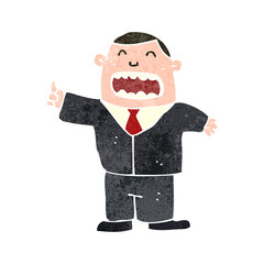 retro cartoon businessman explaining his idea
