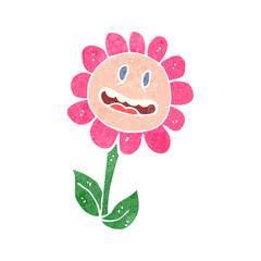 retro cartoon flower grinning