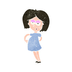retro cartoon pregnant woman