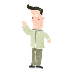 retro cartoon waving man