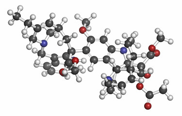 Vinorelbine (NVB) cancer chemotherapy drug molecule. 