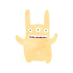 retro cartoon three eyed rabbit