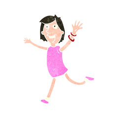 retro cartoon excited woman