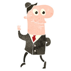 retro cartoon businessman walking to work