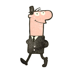 retro cartoon businessman walking to work