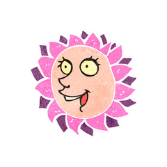 retro cartoon happy flowe face