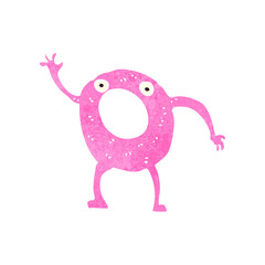 retro cartoon waving donut