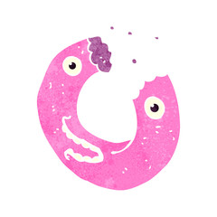 retro cartoon waving donut