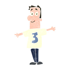 retro cartoon man in shirt number three