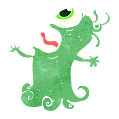 retro cartoon funny monster