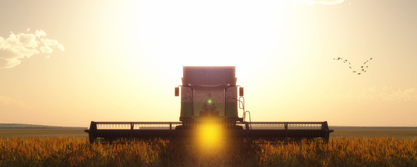 wheat harvester - obrazy, fototapety, plakaty