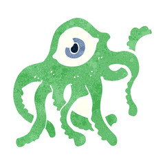 retro cartoon funny monster