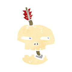 retro cartoon skull with arrow
