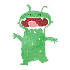 retro cartoon alien monster