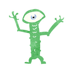 retro cartoon alien monster