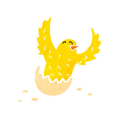 retro cartoon hatching bird