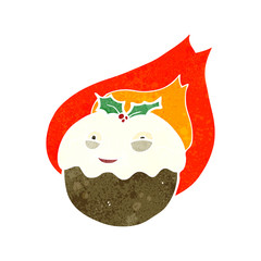 retro cartoon christmas pudding