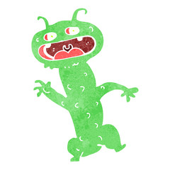 retro cartoon alien monster