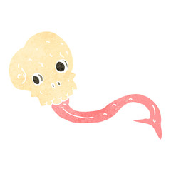 retro cartoon skull with snake tongue