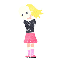 retro cartoon blond girl in skull mask