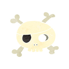 retro cartoon skull with eye patch