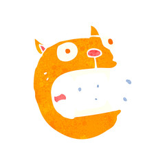 retro cartoon hissing cat face