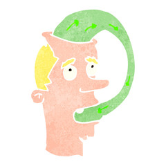 retro cartoon man hallucinating