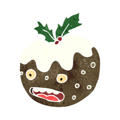 retro cartoon christmas pudding