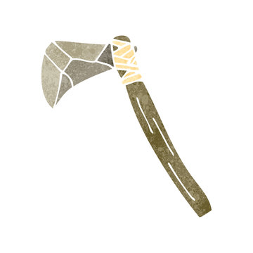 Retro Cartoon Primitive Stone Axe