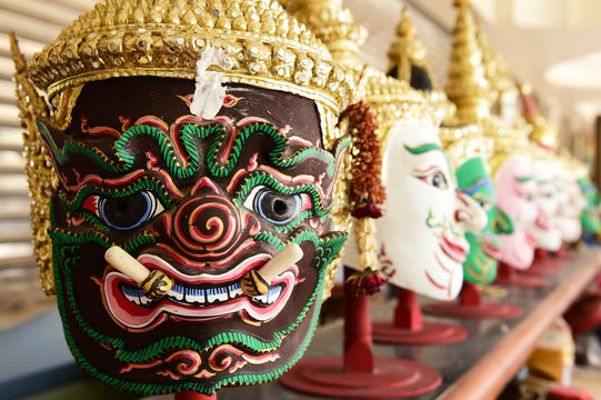 Hua Khon (Thai Traditional Mask) Used in Khon - Thai traditional dance of the Ramayana Epic Saga
