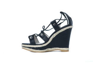 Single women shoes on white background