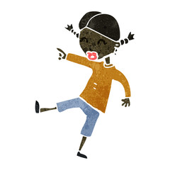 retro cartoon pointing girl