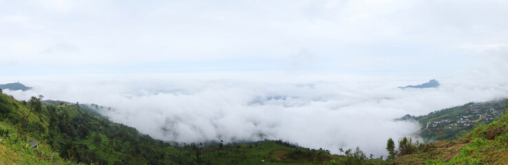 panorama view of fog on the mountain
