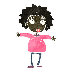 retro cartoon woman looking upwards