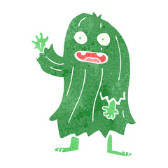 retro cartoon hairy monster