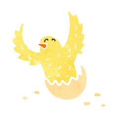 retro cartoon hatching bird