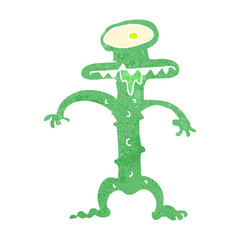 retro cartoon funny little monster