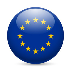Round glossy icon of European Union