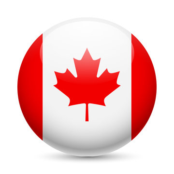Round glossy icon of Canada