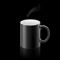 Black mug on black background