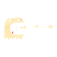 retro cartoon ghost pointing arrows