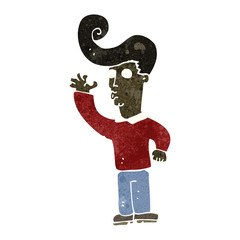 retro cartoon man with big hair