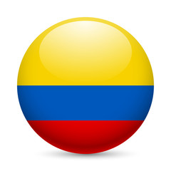 Fototapeta premium Round glossy icon of Colombia
