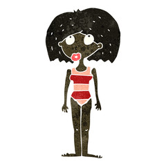 retro cartoon woman in bathing suit