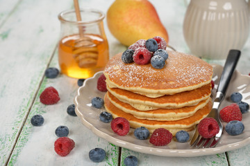 Traditional pancakes with berries