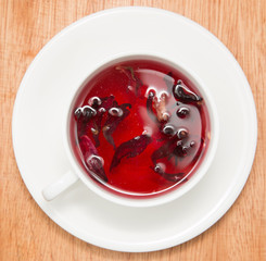 red tea on a wooden background