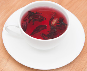 red tea on a wooden background
